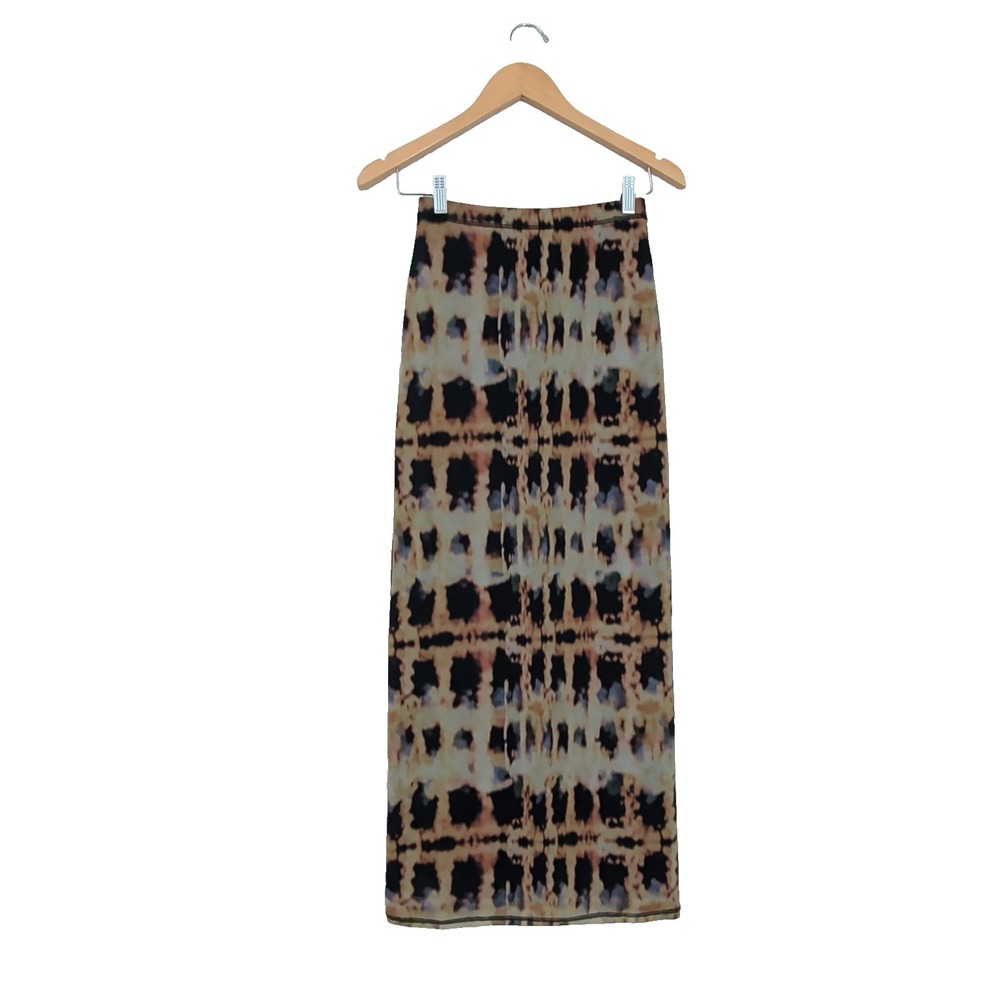 Topshop Midi Skirt Womens 4 Tie Dye Black Brown Indie Sleaze Boho Artsy Grunge - Picture 6 of 10